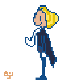 hadakanbonezumi as DoppeCoppe pixel art, tailcoat, Japanese style, kawaii original character