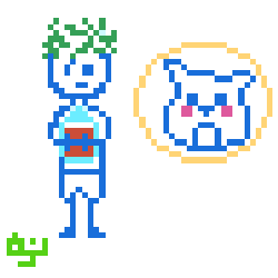 hadakanbonezumi-simple pixel art boy and dog? OC art