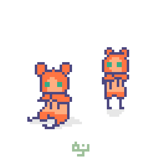 hadakanbonezumi-arts-Pixel art of cute, relaxed creatures wearing simple hoods. They look calm and a bit mysterious, like they’re just hanging out together.