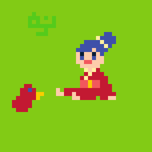 pixel art Japanese girl Wafuku