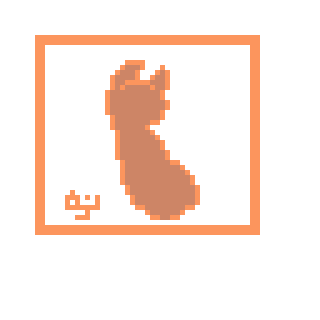 Pixel art of a sleeping kitten being sketched; the drawing ends the moment the kitten wakes up.