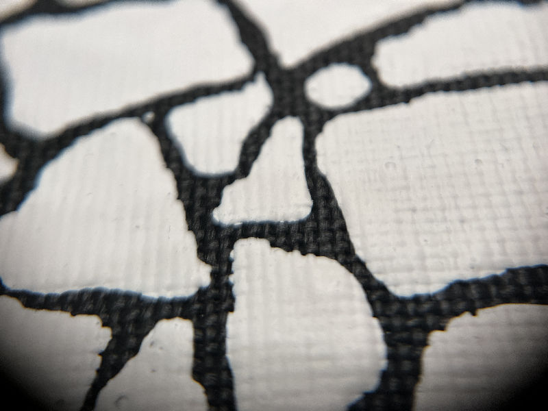 Photo of a finished, hand-drawn Japanese castle stone wall on canvas.