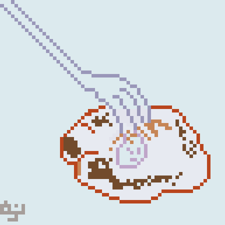 DoppeCoppe pixel art of 餅とフォーク